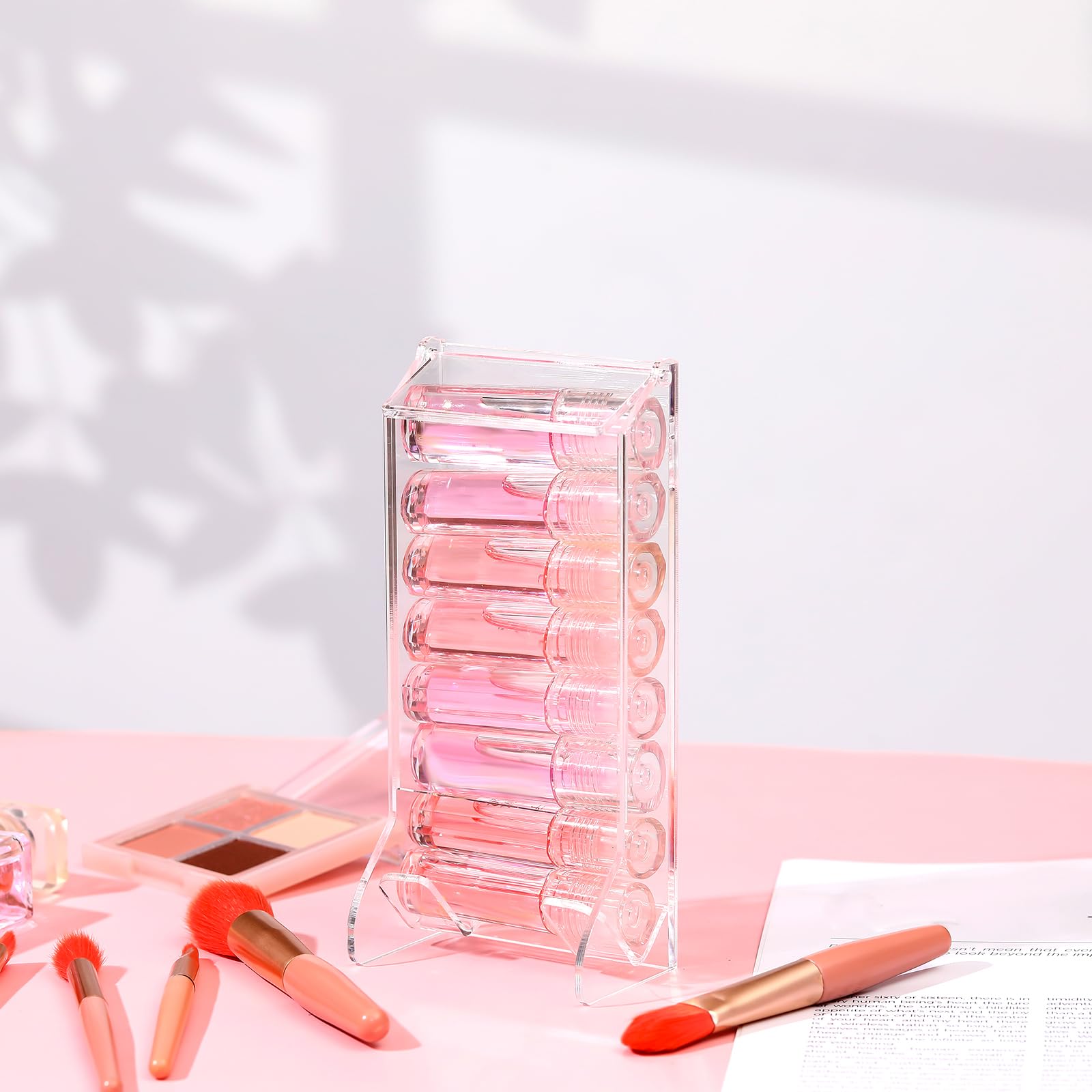 Weysat 2 Pcs Clear Acrylic Lip Balm Dispenser Organizer Holder for Lip Balm Containers Freestanding Counter Display Retail Stand for Lipsticks Glosses (Single Slot)