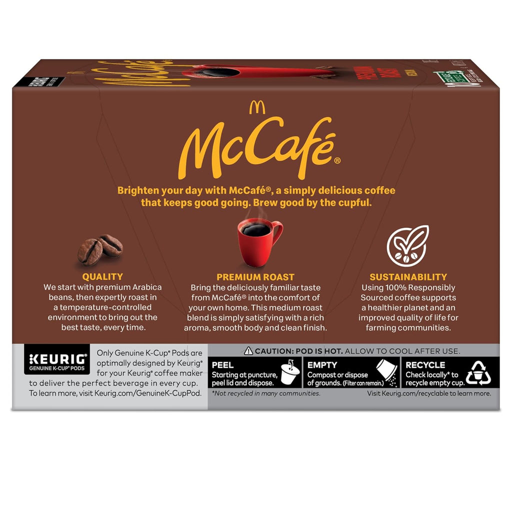 McCafe Premium Roast Coffee - Medium Roast Single Serve K-Cup Pods | 60 Count (6 Packs of 10)