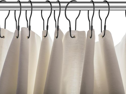 Geetery Metal Shower Curtain Hooks - 150 Pcs Rust Proof & Reusable Stainless Steel Rings | Black
