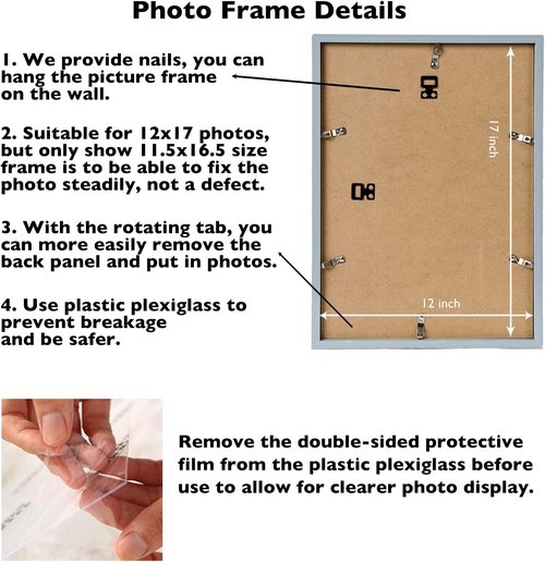 JCJMY 12x17 Rustic Brown Picture Frame - Versatile Wall Mounting for Horizontal or Vertical Display