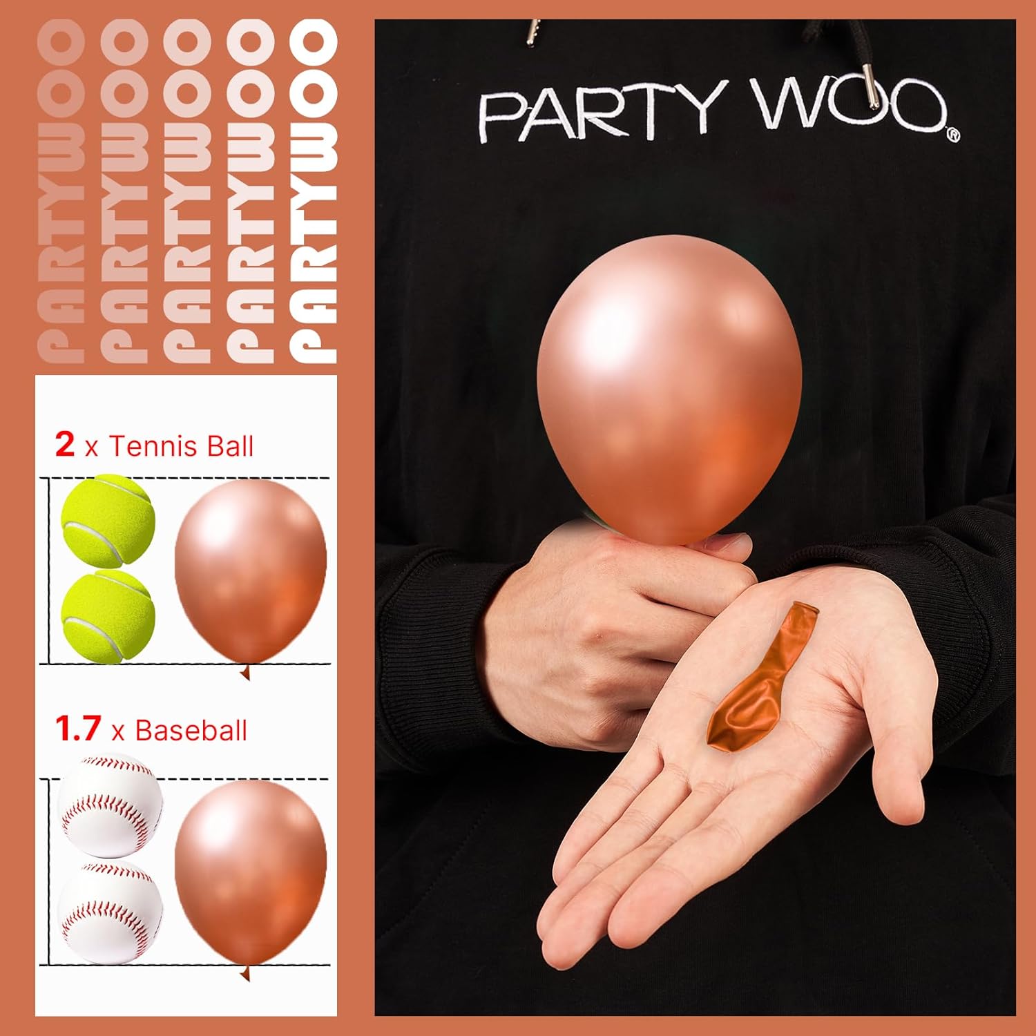 PartyWoo Metallic Rose Gold Balloons - 50 Pcs 5 Inch | Perfect for Bachelorette & Wedding Decorations