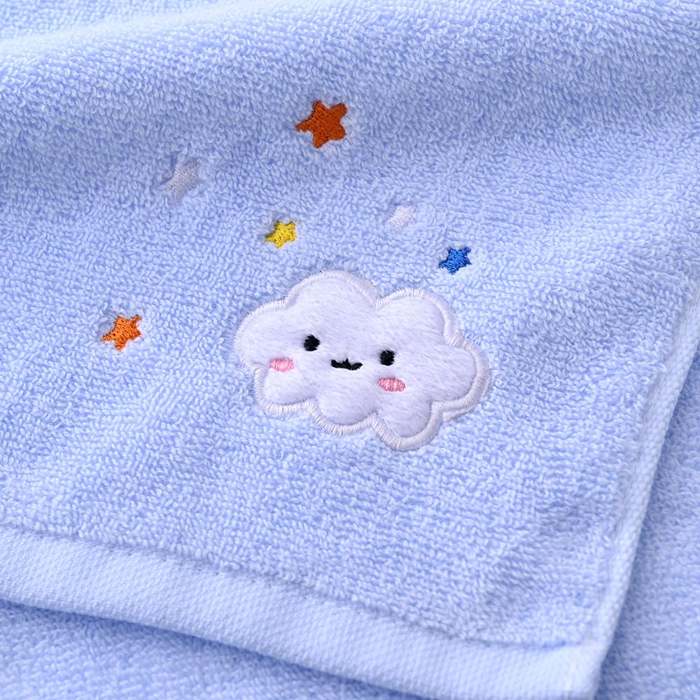 sense gnosis 100% Cotton Cloud Kids Facial Towels, Fingertip Towels for Bathroom Towel Set Star Embroidered Children Towels & Baby Washcloths, 10 x 20 inches(4 Pack in 4 Color)
