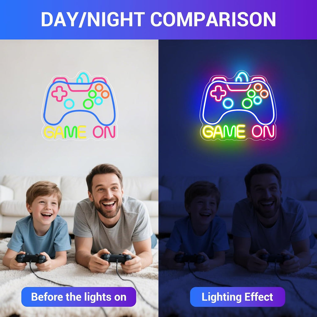 Skiennix Game On Neon LED Sign - Vibrant Gaming Wall Decor for Teen Bedrooms | Perfect Gamer Gift