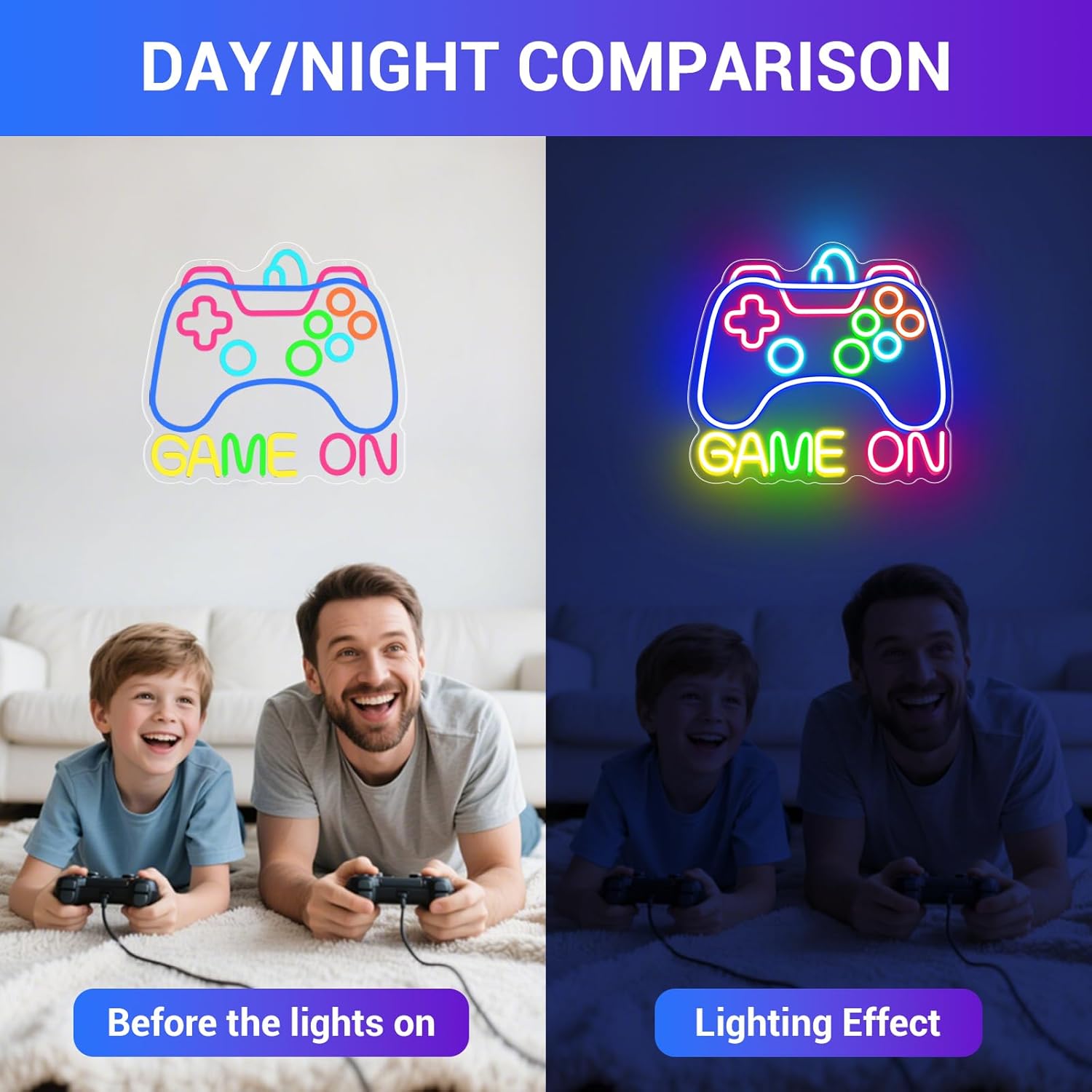 Skiennix Game On Neon LED Sign - Vibrant Gaming Wall Decor for Teen Bedrooms | Perfect Gamer Gift