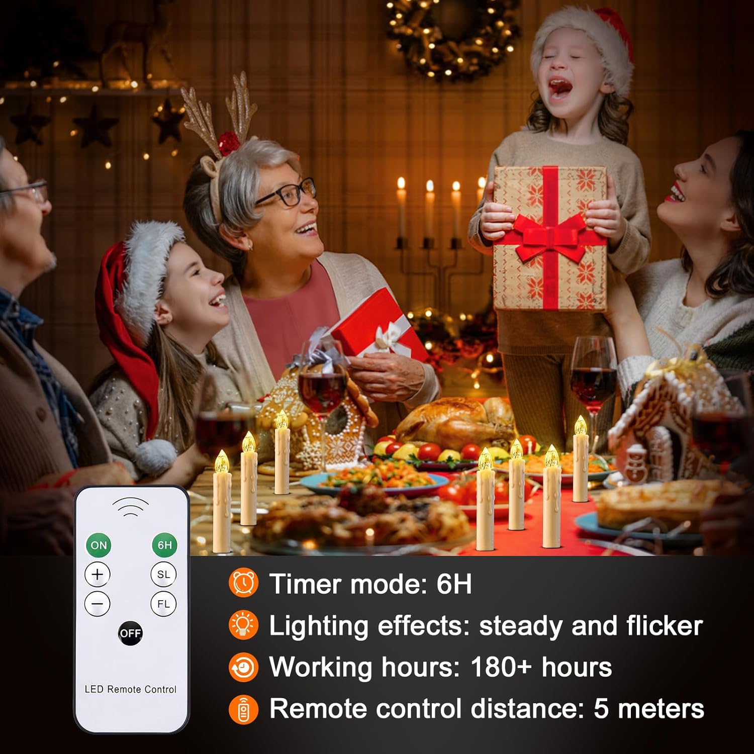 RaceGT Flameless Candles - 20Pcs Remote-Controlled LED Lights for Christmas Tree | Warm White Taper Candles