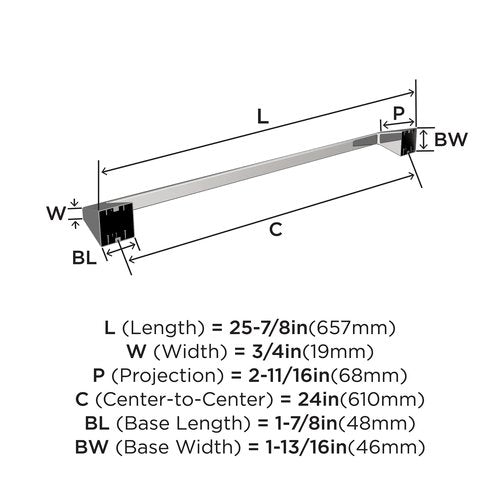 Amerock BH3600426 | Chrome Towel Bar | 24 in (610 mm) Towel Rack | Blackrock | Bathroom Towel Holder | Bathroom Hardware | Bath Accessories | Hand Towel Holder