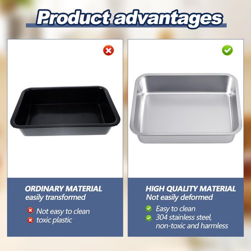 Tiangrid 4 Pack Stainless Steel Commercial Bus Tubs Food Grade Meat Processing Tubs Lug Wash Basin Tote Box for Dishwashing, Kitchen, Restaurant, Utility (13 L)