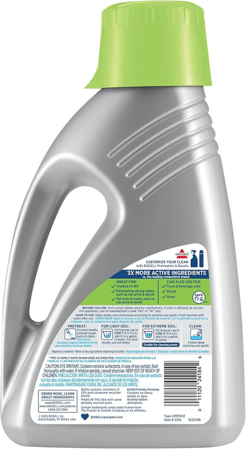 Bissell PET PRO OXY Urine Eliminator - Deep Clean Carpet Solution with Febreze | 48oz, StainProtect Technology