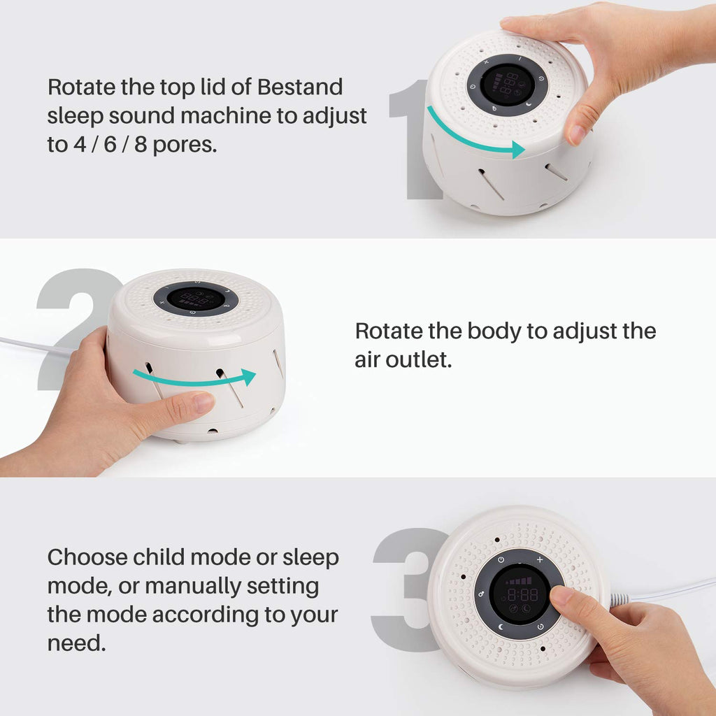 Bestand White Noise Machine with Real Fan Sound, Smart Mode, Timer & LED Display – Portable Sleep Sound Machine for Adults, Babies, Office, Travel & Home (Yellow)
