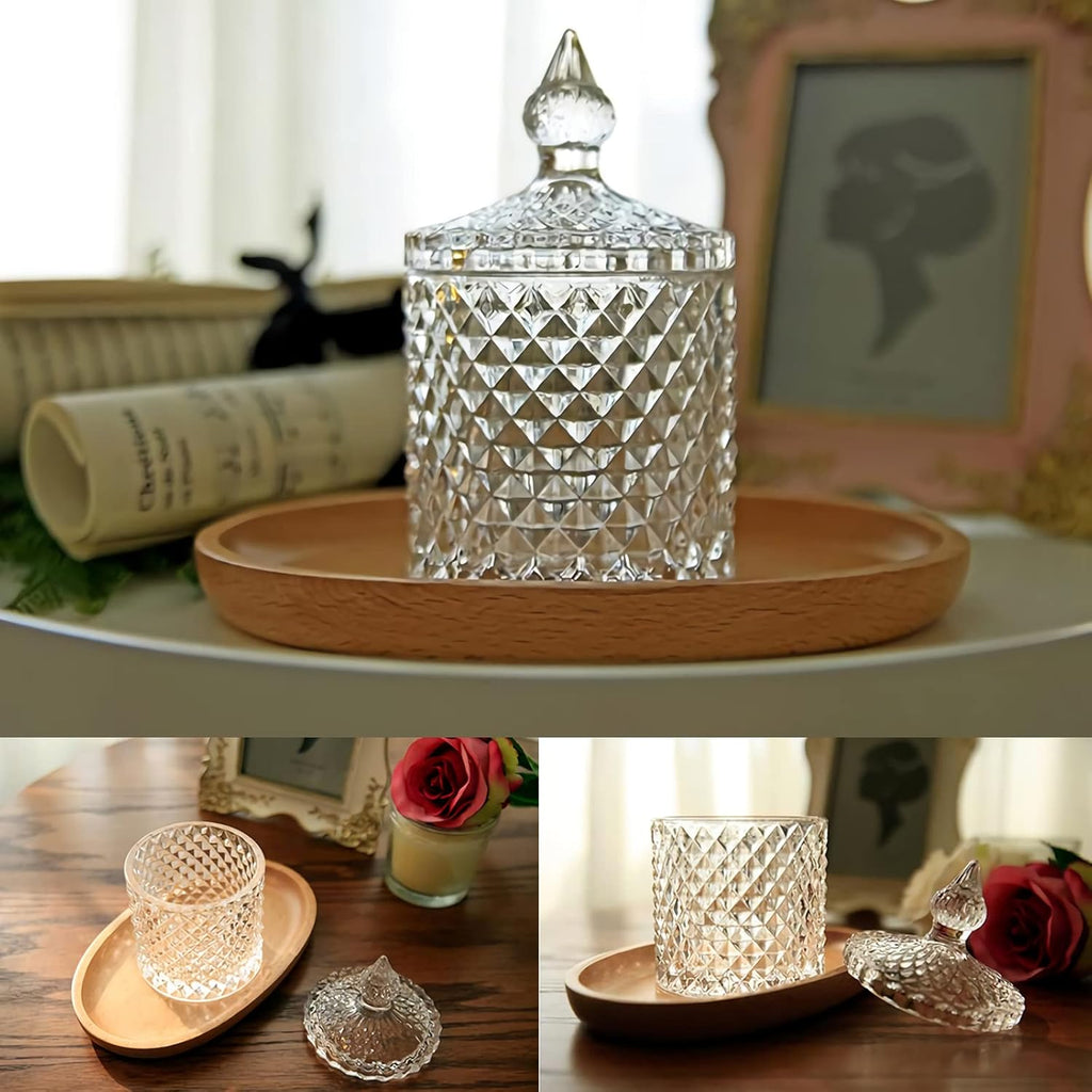 Qtip Holder - Thick Glass Apothecary Jars with Lid | 2 Pack for Bathroom Decor & Storage