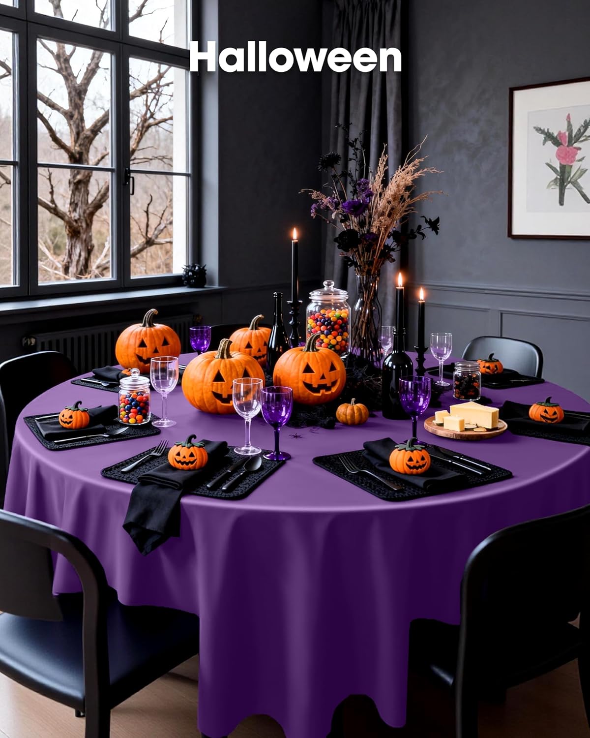 Pureegg Disposable Plastic Table Cloths - 84'' Round, Leakproof & Sturdy, Purple | 8 Pack for Graduation 2026