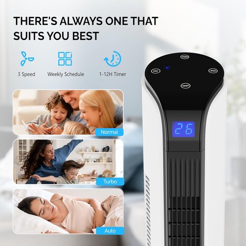 Bonnlo 42" Smart Tower Fan - Quiet Floor Fan with APP & Remote Control, 3 Modes, 3 Speeds, Oscillating Design