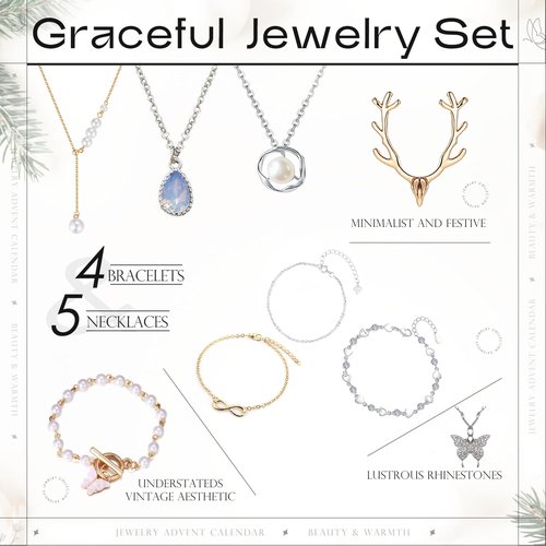 Advent Calendar 2025 - 24 PCS Jewelry Set with Bracelets, Necklaces, Earrings & Rings | Elegant Gifts for Women