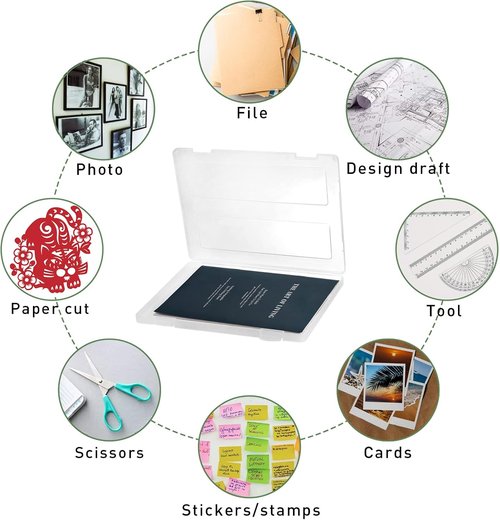 Hiceeden 4 Pack Plastic Project Case - Slim Document Holder for 8.5"x11" Files | Transparent Scrapbook Storage
