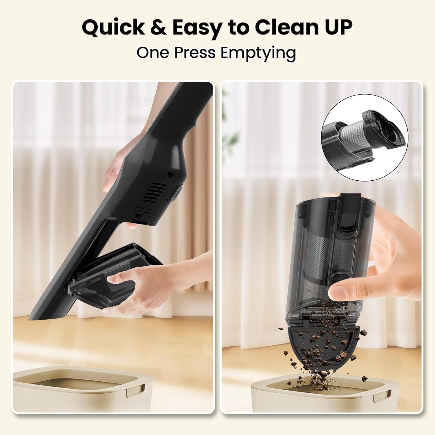 Sweepcent Handheld Vacuum - Cordless 24Kpa Car Vacuum with Brushless Motor & Charging Dock | Lightweight 1.5lbs, 2-Speed for Home, Car & Pets (Black)