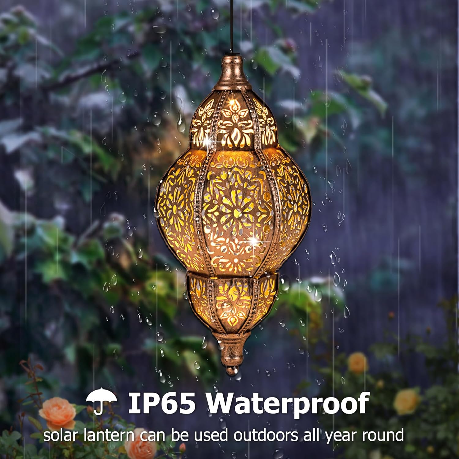 Skiennix Solar Lanterns - Waterproof Hanging Garden Lights | Unique Moroccan Decor for Outdoor Spaces