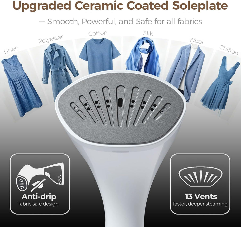 Skiennix Steamer for Clothes - 1500W Portable 2-in-1 Iron with 3 Steam Settings & Ceramic Soleplate