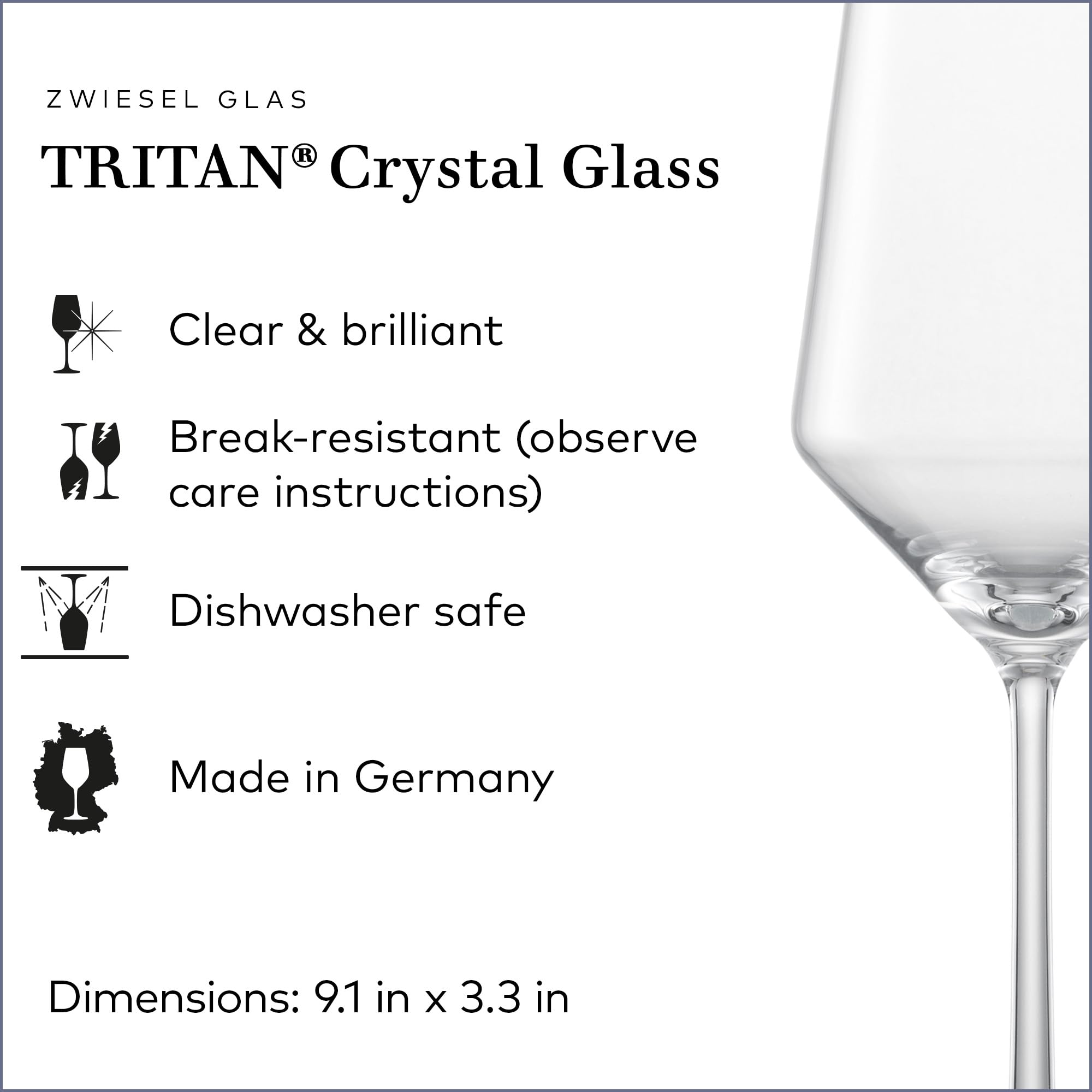 ZWIESEL GLAS Pure Saugivnon Blanc White Wine Glass (Set of 4), Graceful Wine Glasses for White Wine, Dishwasher-Safe Tritan Crystal Glasses, Made in Germany (14 Ounce)