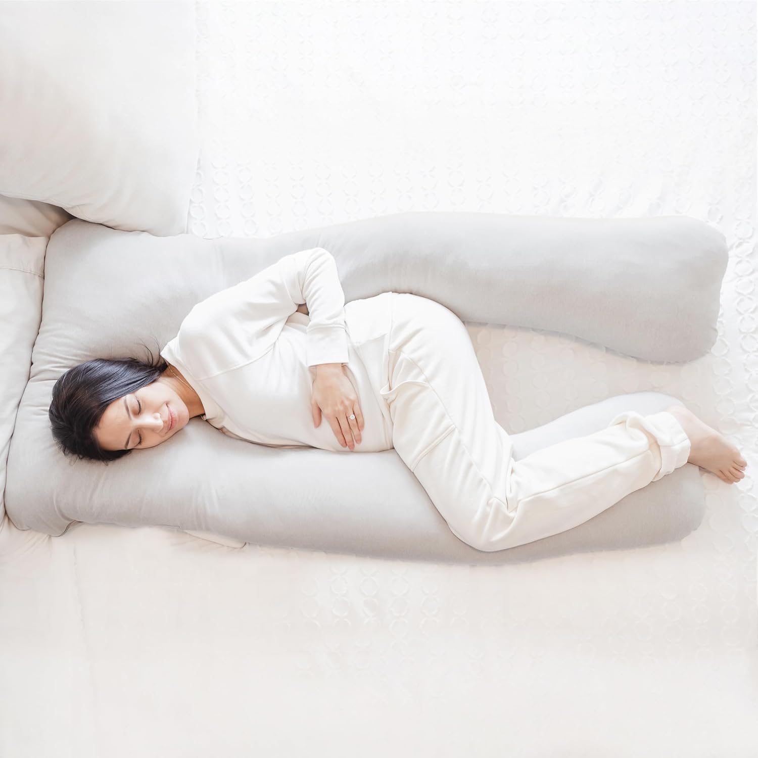 Regalo Premium U-Shaped Pregnancy Pillow - Ultra Soft Full Body Support for Sleeping & Feeding | Grey