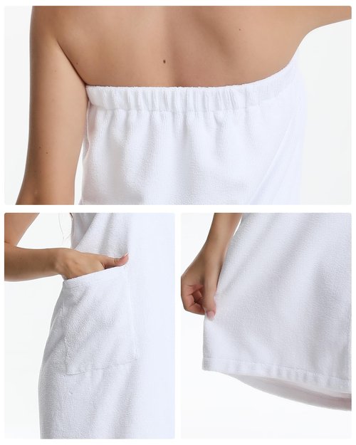 Xeoxarel 3 Pack Towel Wraps for Women, Lightweight Soft Bath Towel Robe, Comfortable Bathrobe, Perfect for Spa, Sauna, and Pool White