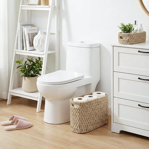 Boho Bathroom Organizer | Cotton Rope Toilet Paper Storage Baskets - Set of 2 for 6 Mega Rolls (Brown)