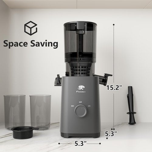 Cold Press Juicer Machines, 5.3" Large Feed Chute Slow Masticating Juicer, Powerful AC Brushless Motor Fit Whole Fruits & Vegetable, 99% Juice Yield, Ultra Quiet, Easy Clean