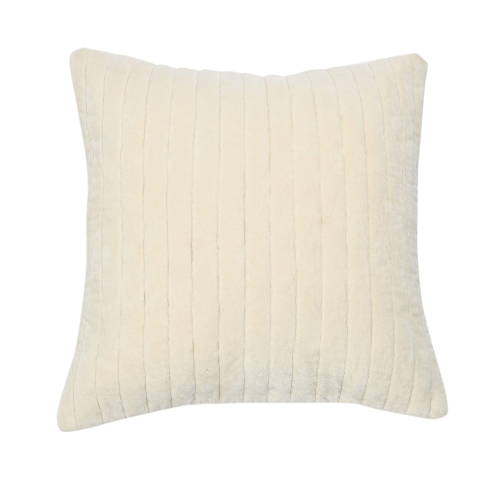 20" Square Quilted Velvet Pillow Cover with Channel Stitch