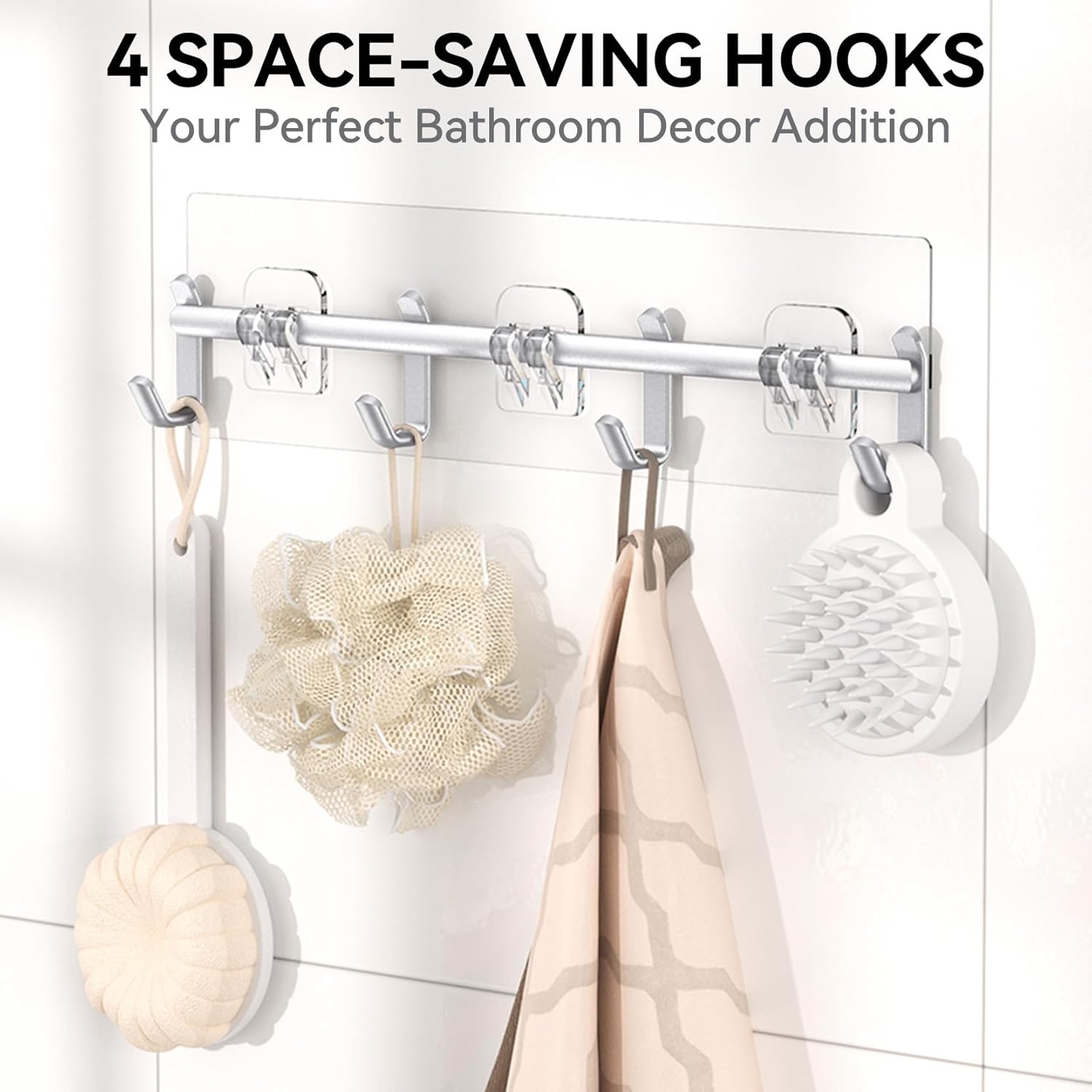 YASONIC Shower Caddy - Large Capacity Bath Organizer with Soap Holder & 12 Hooks | Rustproof Silver Shelves