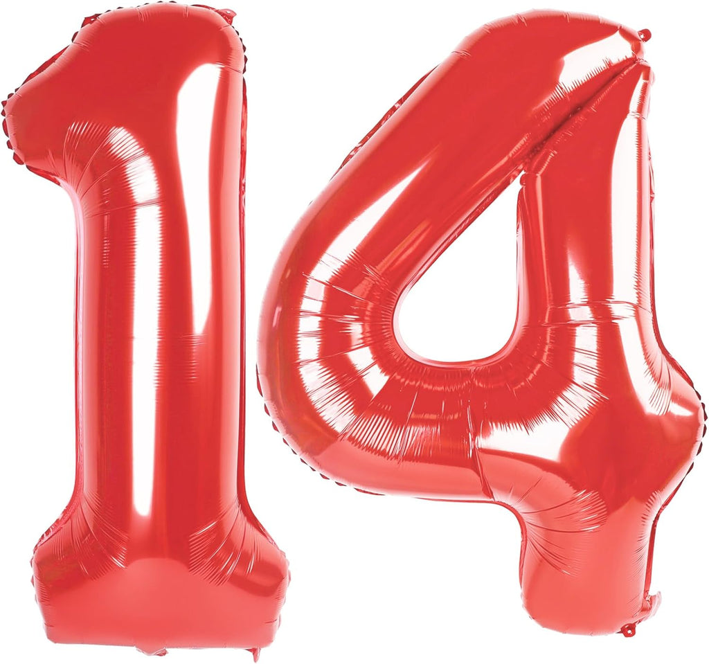 Red Number 14 Balloon - 40 Inch Birthday Decoration for 14th Birthday Party Supplies