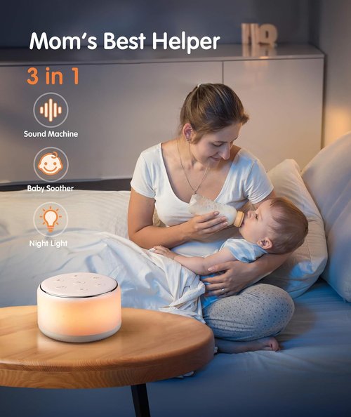 FamiSym White Noise Machine - Rechargeable Baby Soother with Night Light & 34 Soothing Sounds | Portable Sleep Aid for Kids & Adults