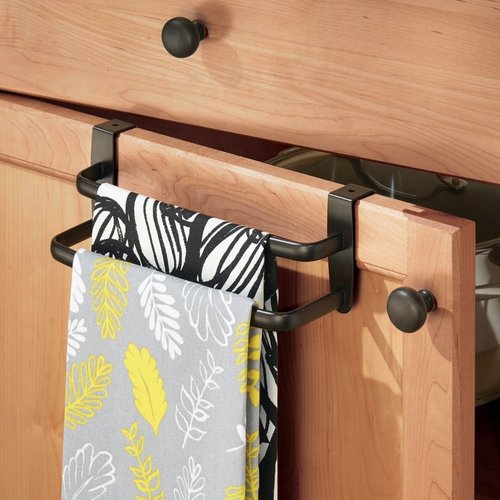 iDesign Axis Over-the-Cabinet Kitchen Dish Towel Bar Rack - 9", Bronze