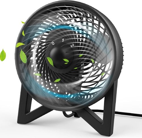 DR.PREPARE 8-Inch Desk Fan - Powerful & Quiet Tabletop Cooling Fan for Home, Office & Camping - Black