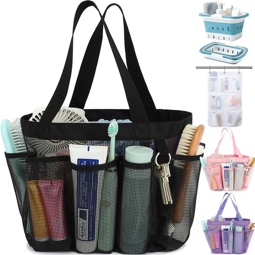 Fammart Mesh Shower Caddy - Portable 8-Pocket Tote Bag for College Dorms, Toiletries & Gym Essentials