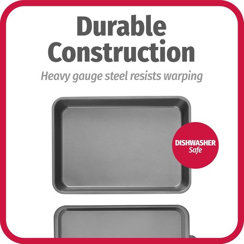 GoodCook Everyday Baking Pan - Nonstick Oblong Cake Pan with Metal Lid, 9x13-Inch, Gray