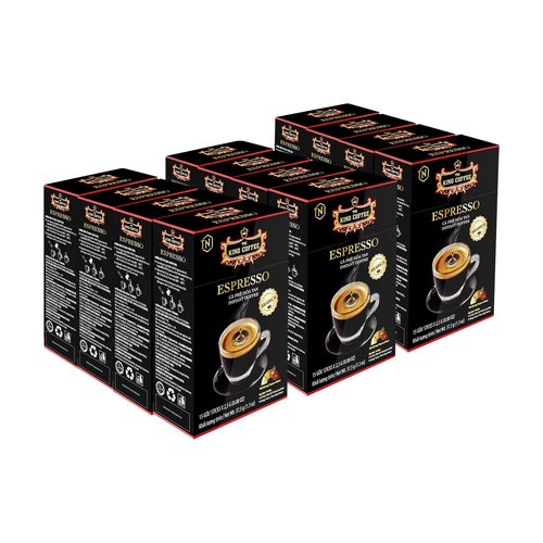 King Coffee Espresso Instant Coffee Vietnamese Coffee, Trung Nguyen International, Arabica Instant Coffee Mix, Medium Roast, 15 Sticks Per Box x 2.5g, Pack of 12