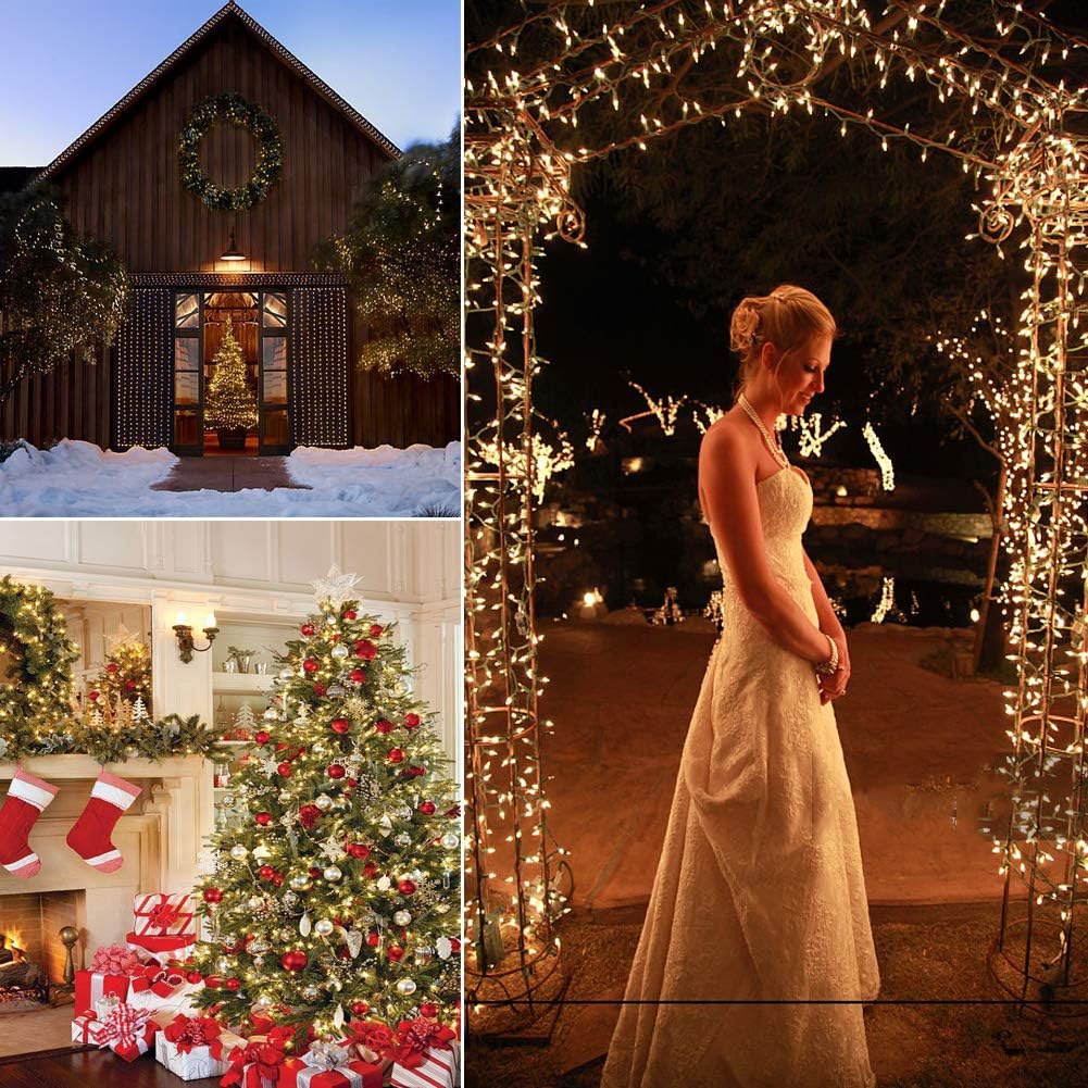 Skiennix Battery Operated Christmas Lights - 18ft 50 LED Warm White String Lights | 8 Modes & Timer, Waterproof, 2 Pack