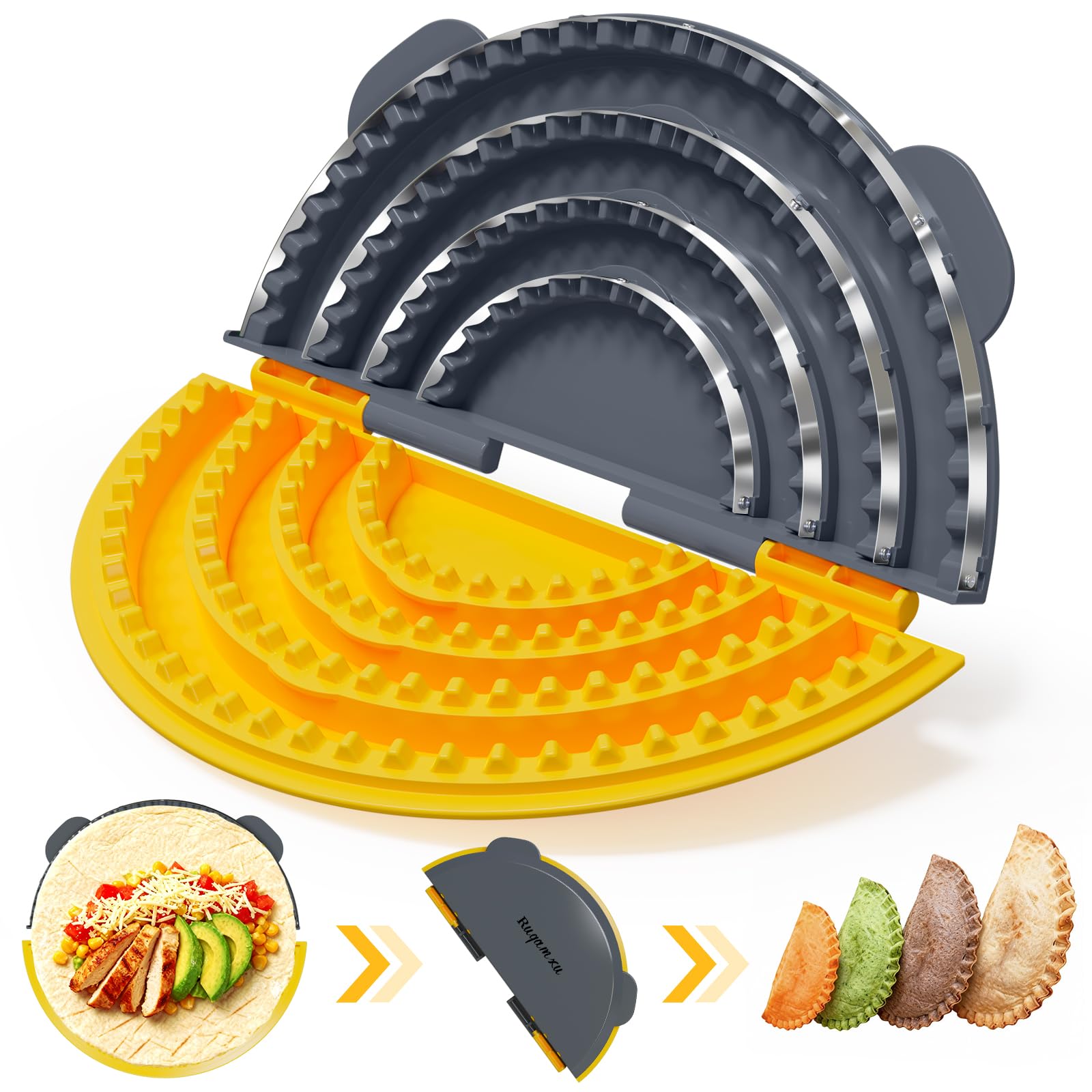 Updated 4-in-1 Tortilla Sealer Crimper, Adjustable 4"+6"+8"+10" Tortilla Press Quesadilla Sealer, Double Leak-Proof Design for Perfect Sealed Burritos, Tacos and Creative DIY Cooking,for Mother's Day