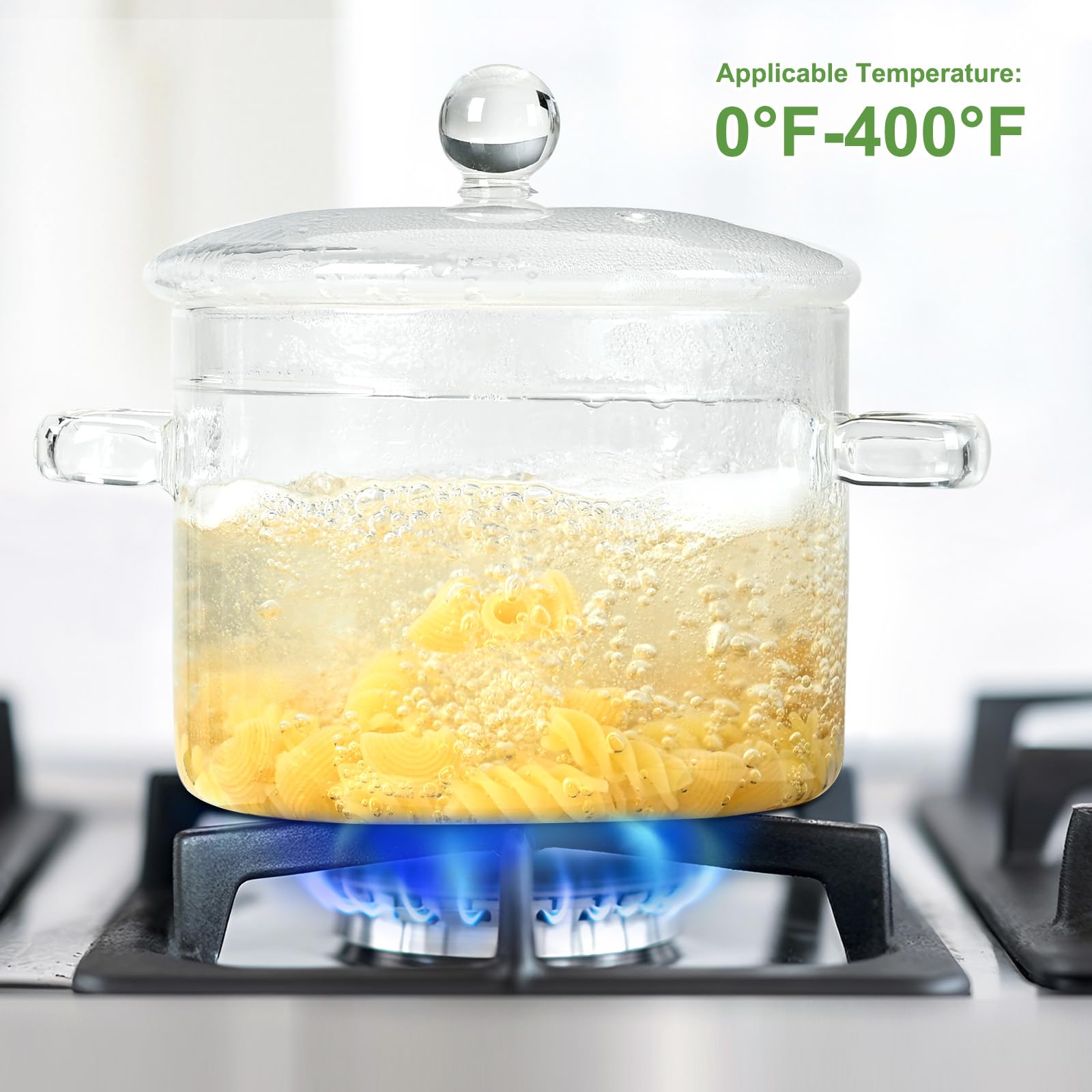 Glass Pots for Cooking on Stove, 1.5L/50OZ Glass simmer pot with Lid,High Borosilicate Pot pourri Simmer Pot, Heat-Resistant Suitable for Pasta, Soup, Milk, Fruit, Tea (1.5, Liters)