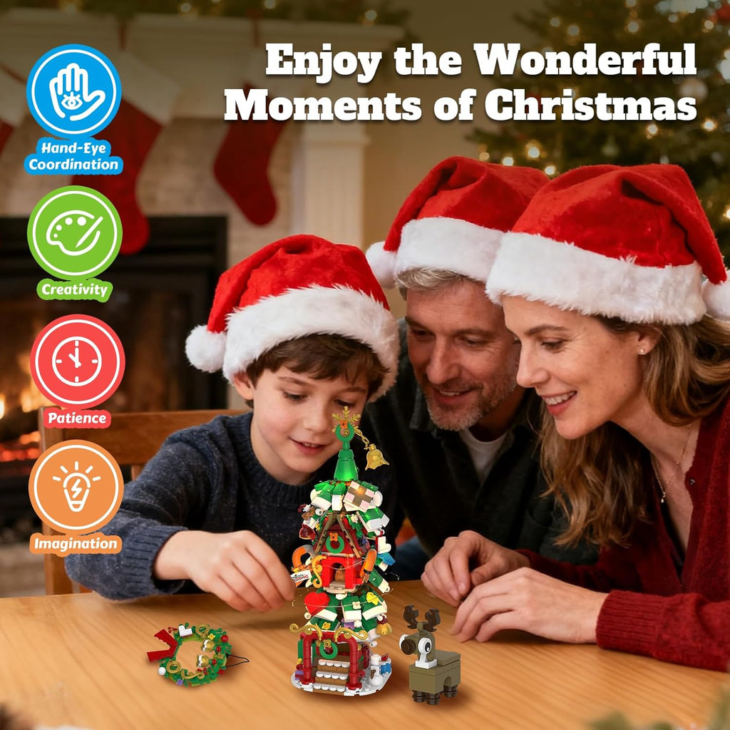 Advent Calendar 2025 - Christmas Tree House Building Set with LED Lights & Wreath | 24-Day Countdown Gift for Kids