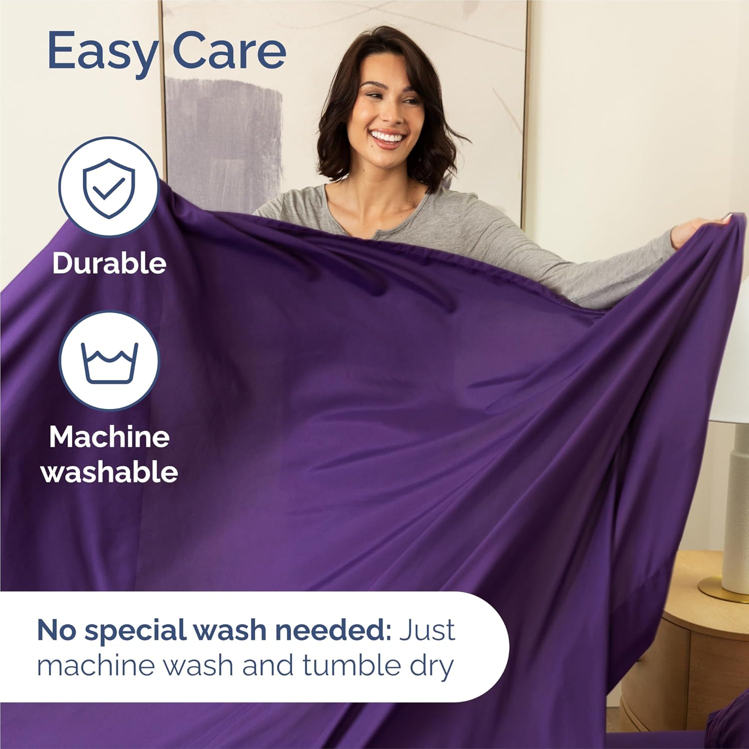 Split King Size 5-Piece Sheet Set - Comfy, Breathable & Cooling Hotel Luxury Bedding - Deep Pockets, Soft, Wrinkle-Free - Oeko-Tex Certified - Purple