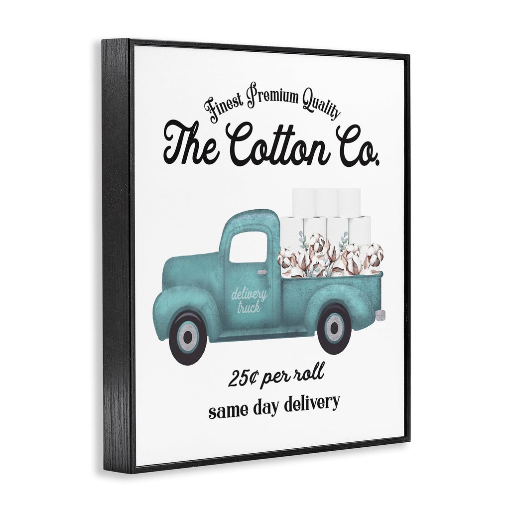 Stupell Industries 'Toilet Paper Cotton Delivery Truck', Framed Giclee Art, Black, 16 x 20 Inches, Easy to Hang and Sturdy, Made in USA, by Lettered and Lined