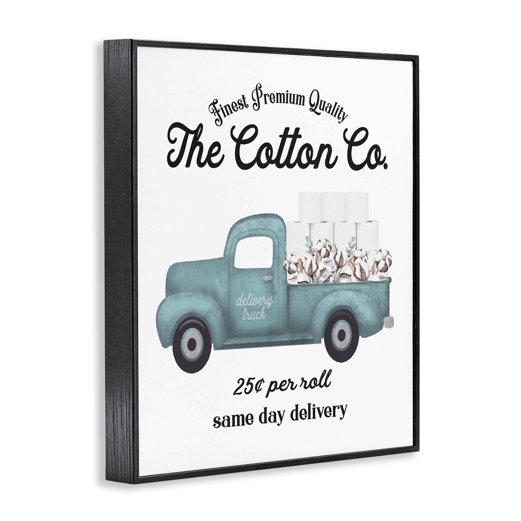 Stupell Industries 'Toilet Paper Cotton Delivery Truck', Framed Giclee Art, Black, 16 x 20 Inches, Easy to Hang and Sturdy, Made in USA, by Lettered and Lined