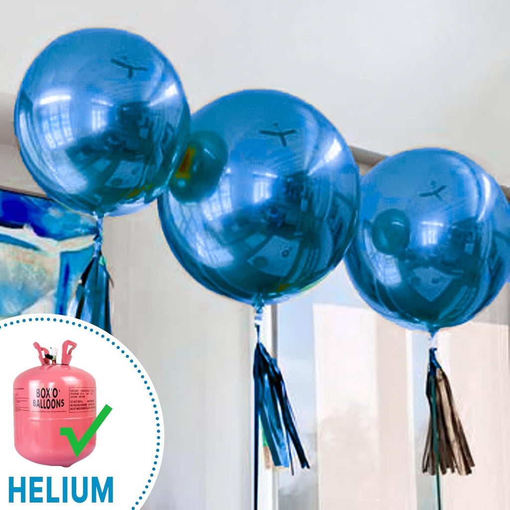 PartyWoo Metallic Blue Balloons - 36 Inch Chrome Latex Helium Balloons for Events | 4pcs