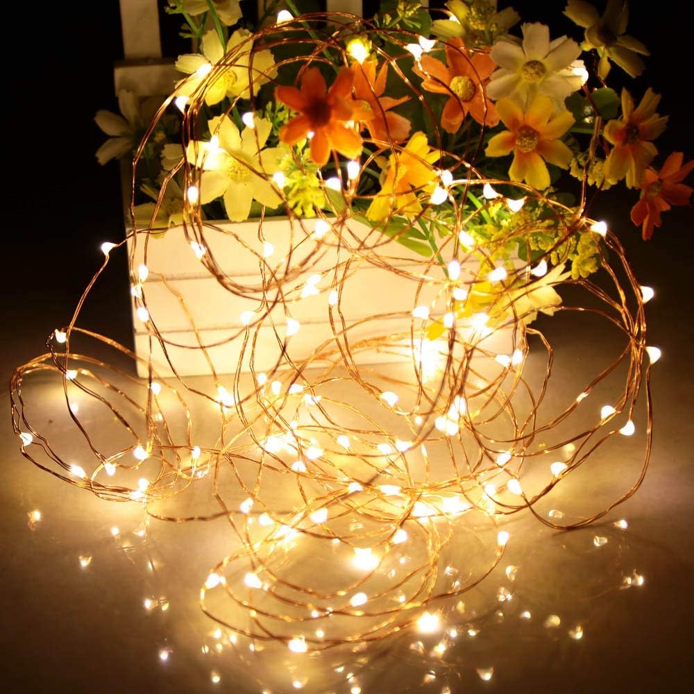 Ariceleo LED Fairy Lights - Battery Operated Mini Copper Wire String Lights | 5m/16ft Warm White for Bedroom, Weddings & Parties