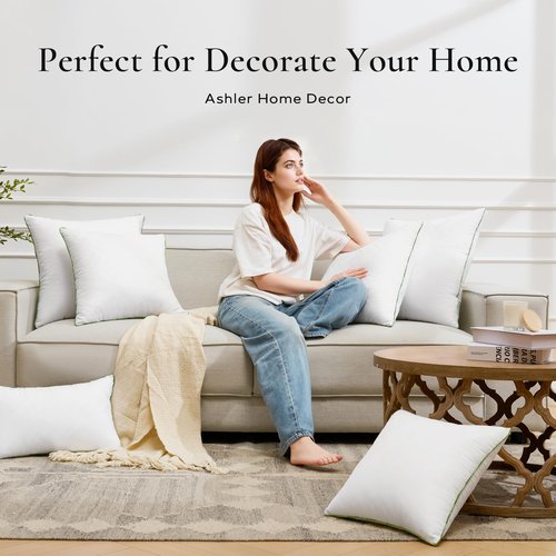 Ashler Home Deco 12x20 Pillows Insert (Set of 2) - Throw Pillow Inserts with 100% Cotton Cover - Lumbar Pillow Sofa Stuffer Pillow Inserts -Decorative White Couch Pillow