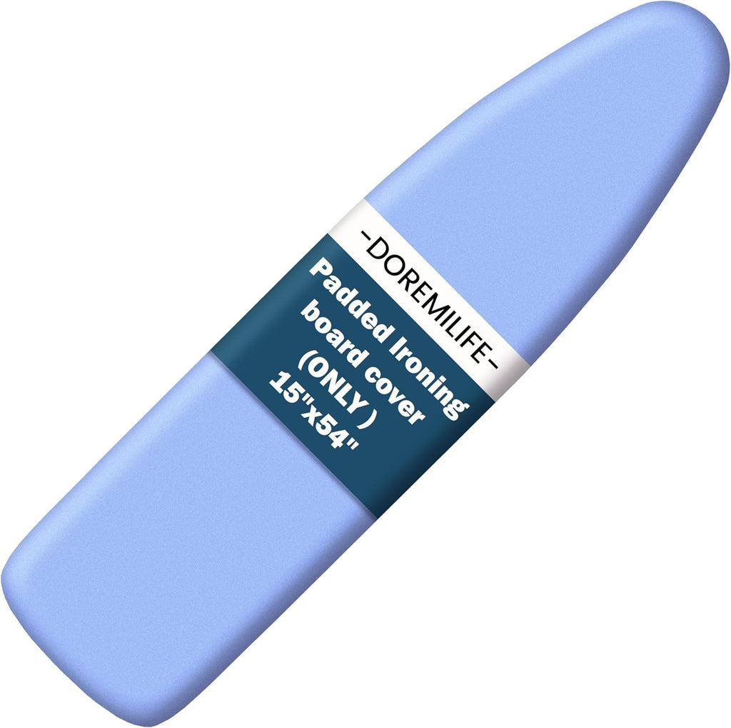 Skiennix Ironing Board Cover - Extra Thick Cotton Pad, Scorch Resistant, Heatproof Blue, 15x54 Size