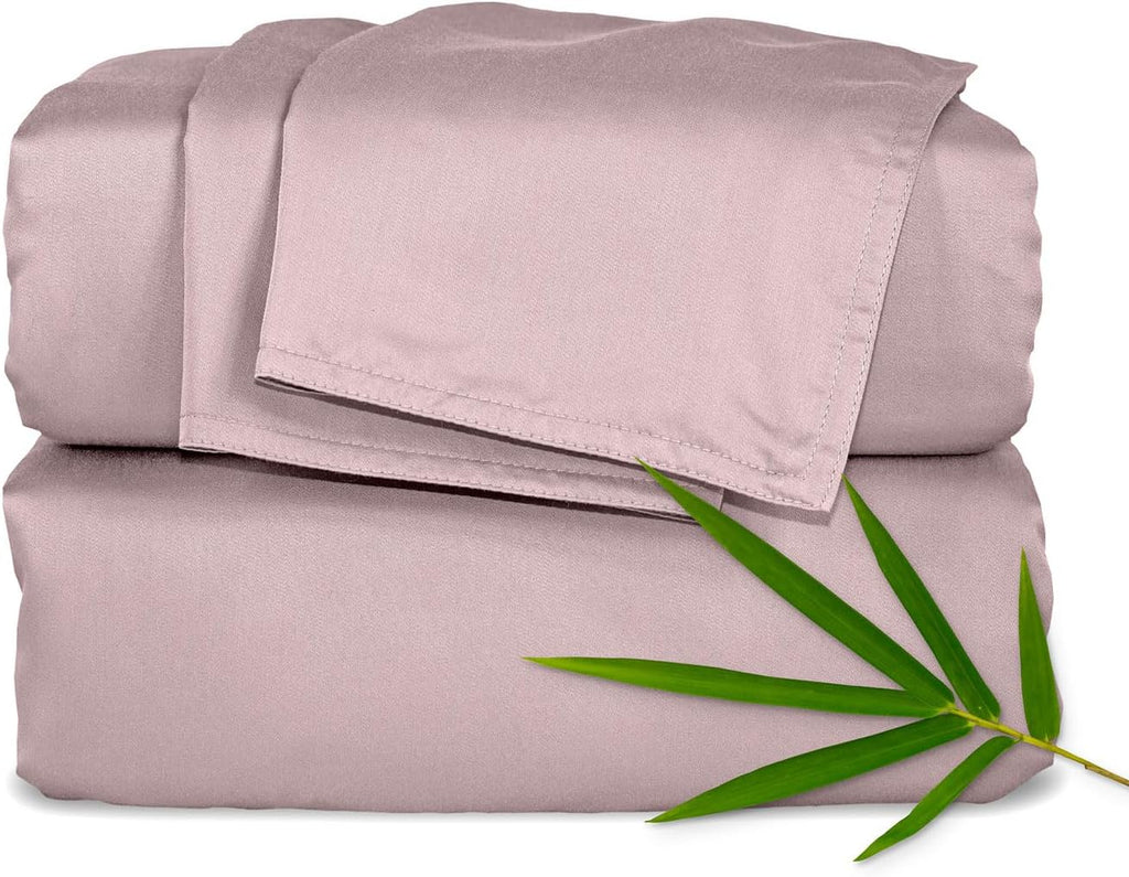 Pure Bamboo King Sheets - Luxuriously Soft 100% Organic Viscose Bed Sheet Set | Cooling & Durable (King, Dusty Pink)