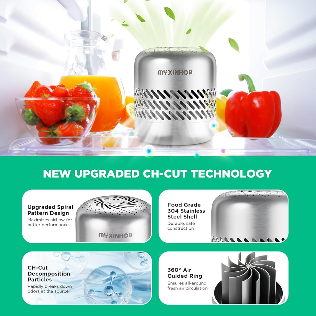 Skiennix Refrigerator Deodorizer - Long-Lasting Odor Eliminator | Silver Grey Design