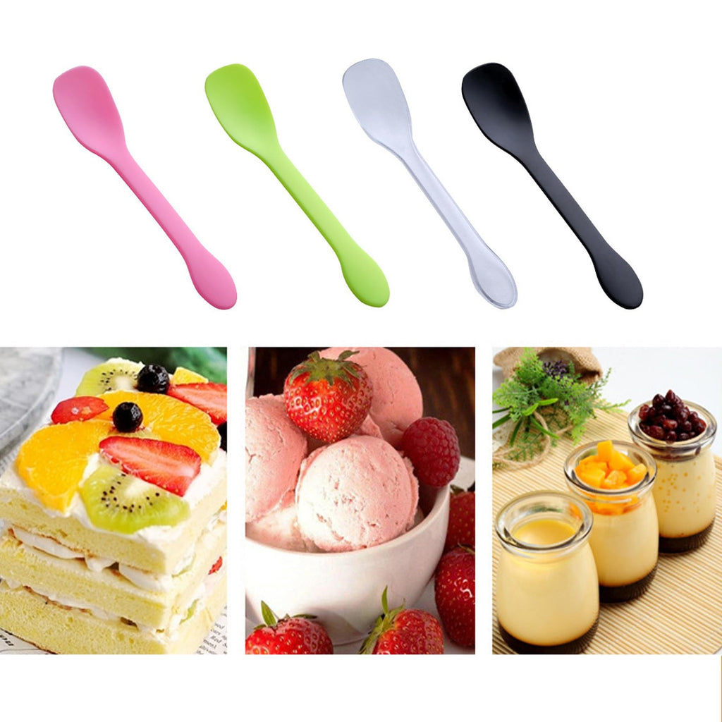 100 PCS Mini Plastic Spoons, Disposable Ice Cream Dessert Tasting Spoons, Suitable for Cake Jelly Pie Yogurt (Pink)