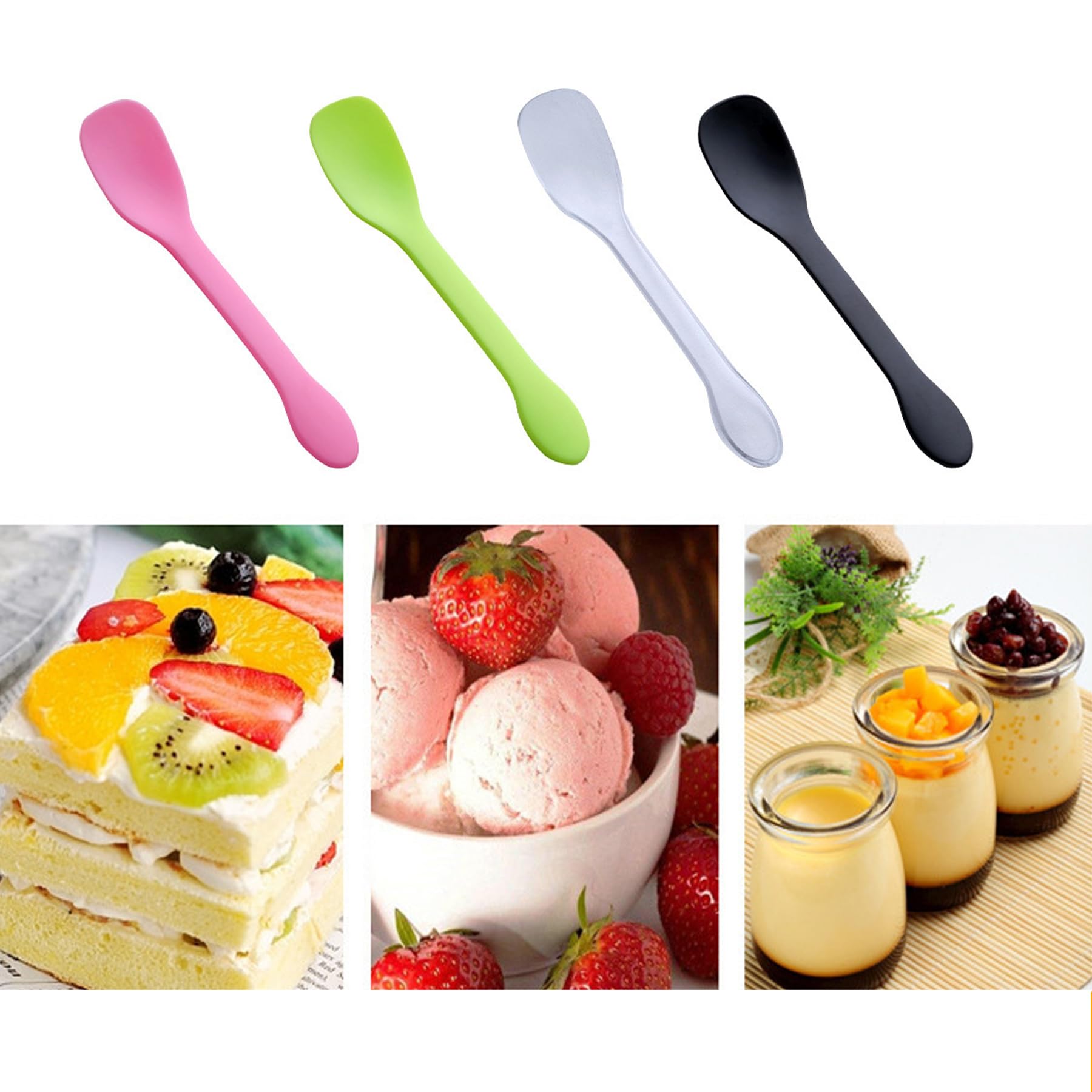 100 PCS Mini Plastic Spoons, Disposable Ice Cream Dessert Tasting Spoons, Suitable for Cake Jelly Pie Yogurt (Pink)